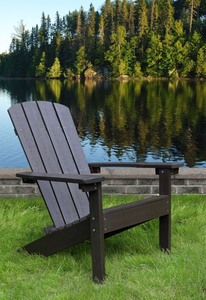 lot 3018 image: Lakeside Faux Wood Adirondack Outdoor Portable Chair Espresso - Merry Products