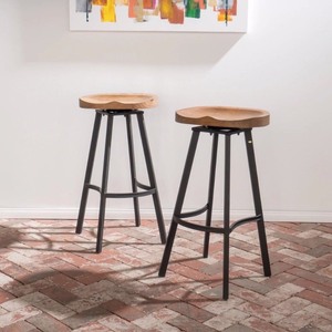 lot 3022 image: Albia Round Swivel Barstool (Set of 2) by Christopher Knight Home