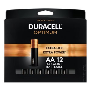 lot 4000 image: Duracell Optimum AA Batteries - 12 Pack Alkaline Battery with Resealable Tray