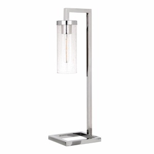 lot 4001 image: Meyer&Cross Malva 26 in. Polished Nickel Table Lamp with Seeded Glass Shade