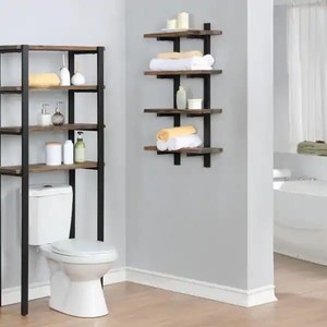 lot 4022 image: Carbon Loft Lawrence Metal and Solid Wood Bath Natural 36-inch Wall Shelf
