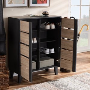 lot 4025 image: Melle Two Tone Oak and 2 Door Wood Entryway Shoe Storage Cabinet Brown - Baxton Studio