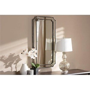 lot 4026 image: Baxton Studio RXW-8003 Romina Art Deco Antique Silver Finished Accent Wall Mirror