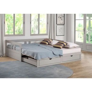 lot 4034 image: Melody Expandable Twin to King Trundle Daybed with Storage Drawers - Grey