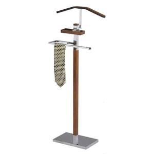 lot 4041 image: Tobacco Brown Wood and Metal Valet Stand