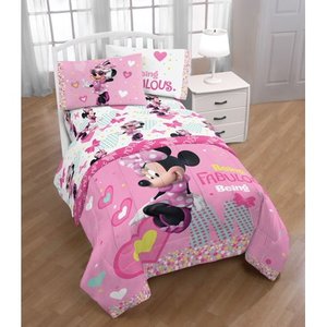 lot 4082 image: Disney Minnie Mouse Pink & White Kids Bed Sheet Set