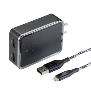 lot 4096 image: Blackweb Wall Charger Cable with Lightning Connector 4.8 Amp, Black