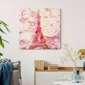 lot 4037 image: Oliver Gal Love Letters Cities and Skylines Wall Art Canvas Print - Pink, White