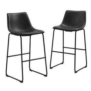 lot 62000 image: Faux Leather Bar Stool in Black (Set of 2)
