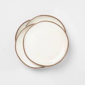 lot 62031 image: 4pk Melamine Border Stripe Salad Plate - Hearth & Hand with Magnolia