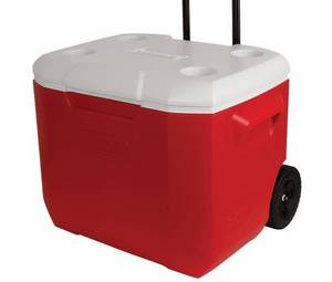 lot 62052 image: Coleman 60 Quart C-Tec Performance Wheeled Cooler - Red