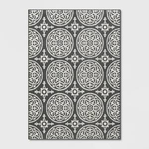 lot 62164 image: 4X56 Medallion Washable Tufted And Hooked Accent Rug Gray - Threshold