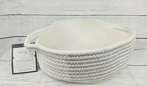 lot 62112 image: Threshold Round White & Silver Rope Basket 10.5 X 10.5 X 3.75