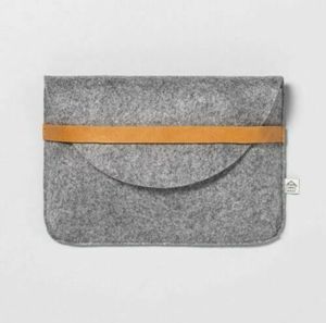 lot 62139 image: Hearth & Hand With Magnolia Felt & Leather Clutch Heather Gray,