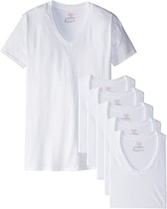 lot 62106 image: 7 Hanes White V Neck Tops XL