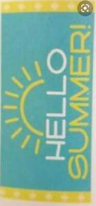 lot 62076 image: Sea Green & Yellow Beach Towel hello Summer - 28 X 58 Inches - 100% Cotton