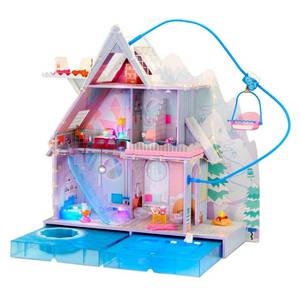 lot 59663 image: L.O.L. Surprise O.M.G. Winter Chill Cabin Wooden Doll House with 95 Surprises, Hot Tub and Real Ice Skating Rink