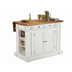 lot 59710 image: Americana White & Distressed Oak Kitchen Island by Home Styles