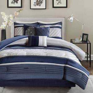 lot 59737 image: Navy Burnett Comforter Set King 7pc