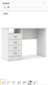 lot 65265 image: Tvilum Desk with 4 Drawers, White