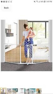 lot 65267 image: Regalo 56-Inch Extra WideSpan Walk Through Baby Gate, Includes 4-Inch, 8-Inch and 12-Inch Extension, 4 Pack of Pressure Mounts and 4 Pack of Wall Cups and Mounting Kit