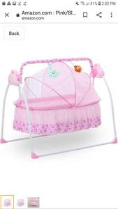 lot 65271 image: Pink Automatic Swing Baby Cradle Electric Infant Rocker