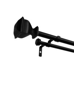 lot 65274 image: 36-72 Napoleon Dr Window Curtain Rod with Square Finial Set Matte Black - Exclusive Home