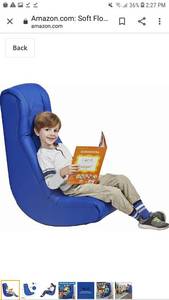 lot 65276 image: Soft Floor Rocker - Cushioned Ground Chair for Kids Teens and Adults - Great for Reading, Gaming, Meditating, TV - Blue