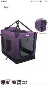 lot 65292 image: EliteField 3-Door Folding Soft Dog Crate, Indoor & Outdoor Pet Home, Multiple Sizes and Colors Available (36 L x 24 W x 28 H, Purple