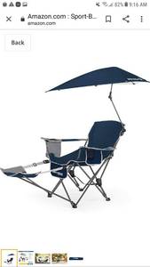 lot 65309 image: Sport-Brella 3-Position Recliner Chair with Removable Umbrella and Footrest