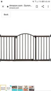 lot 65317 image: Summer Extra Tall & Wide Safety Baby Gate, Cool Gray Metal Frame �� Light