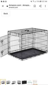 lot 65320 image: AmazonBasics Single-Door Folding Metal Dog or Pet Crate Kennel with Tray