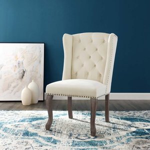 lot 65333 image: Apprise French Vintage Dining Performance Velvet Side Chair in Ivory