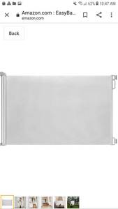 lot 65334 image: EasyBaby Products Indoor Outdoor Retractable Baby Gate, 33 Tall, Extends up to 55 Wide, White