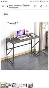 lot 65336 image: Elephance Folding Computer Desk 39 inches Study Office Desk for Home Office, No-Assembly Writing Desk Foldable Table for Small Spaces