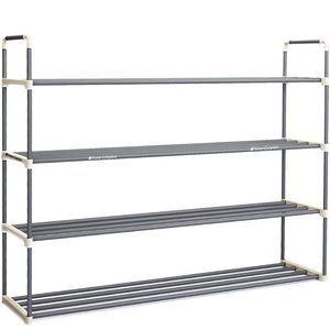 lot 65343 image: Shoe Rack with 4 Shelves-Four Tiers for 24 Pairs-For Bedroom, Entryway, Hallway, and Closet- Space Saving Storage and Organization by Home-Complete