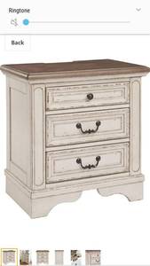 lot 65352 image: Signature Design by Ashley Realyn Nightstand, Chipped White