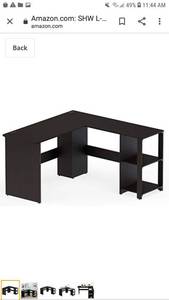 lot 65355 image: SHW L-Shaped Home Office Wood Corner Desk, Espresso