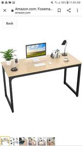 lot 65357 image: Foxemart Computer Desk 47���� Modern Sturdy Office Desk PC Laptop Notebook Study Writing Table for Home Office Workstation, Black