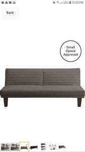 lot 65362 image: DHP Dillan Convertible Futon with Microfiber Upholstery, Grey
