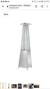 lot 65363 image: Hiland HLDSO1-GTSS 91-Inch Tall Quartz Glass Tube Heater - Silver