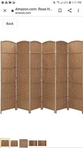 lot 65365 image: Rose Home Fashion RHF 6 ft.Tall-15.7 Wide Diamond Weave Fiber 6 Panels Room Divider6 Panels Screen Folding Privacy Partition Wall Room Divider Freestanding 6 Panel Natural