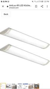 lot 65371 image: AntLux 4ft LED Kitchen Ceiling Light Fixture Dimmable (No Dimmers Required) 50W, 5500 Lumens, 4 Foot LED Flush Mount Linear Lights, 4000K Neutral White, 48 LED Ceiling Lighting Fixtures, 2 Pack