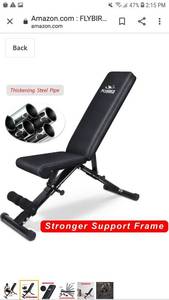 lot 65386 image: FLYBIRD Weight Bench, Adjustable Strength Training Bench for Full Body Workout with Fast Folding- 2020 Version