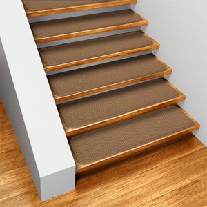 lot 65430 image: Set of 15 Skid-resistant Carpet Stair Treads - Toffee Brown - 9 In. X 36 In. - Several Other Sizes to Choose From