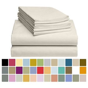 lot 65458 image: 6 PC LuxClub Bamboo Sheet Set w 18 inch Deep Pockets - Eco Friendly, Wrinkle Free, Hypoallergentic, Antibacterial, Moisture Wicking, Fade Resistant, Silky, Stronger & Softer than Cotton - Cream Queen