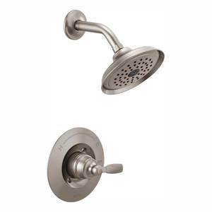 lot 5631 image: Delta Woodhurst 1-Handle Wall Mount Shower Trim Kit in Stainless (Valve Not Included)