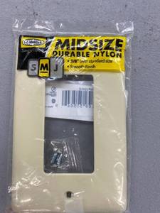 lot 5633 image: Hubbell Midsize Durable Nylon 38in Over Standard Size Wall Plate - Cream
