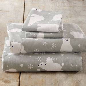 lot 5685 image: Queen Polar Bear Flannel Sheet Set