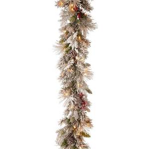 lot 5687 image: 9ft LED Snowy Bedford Pine Garland